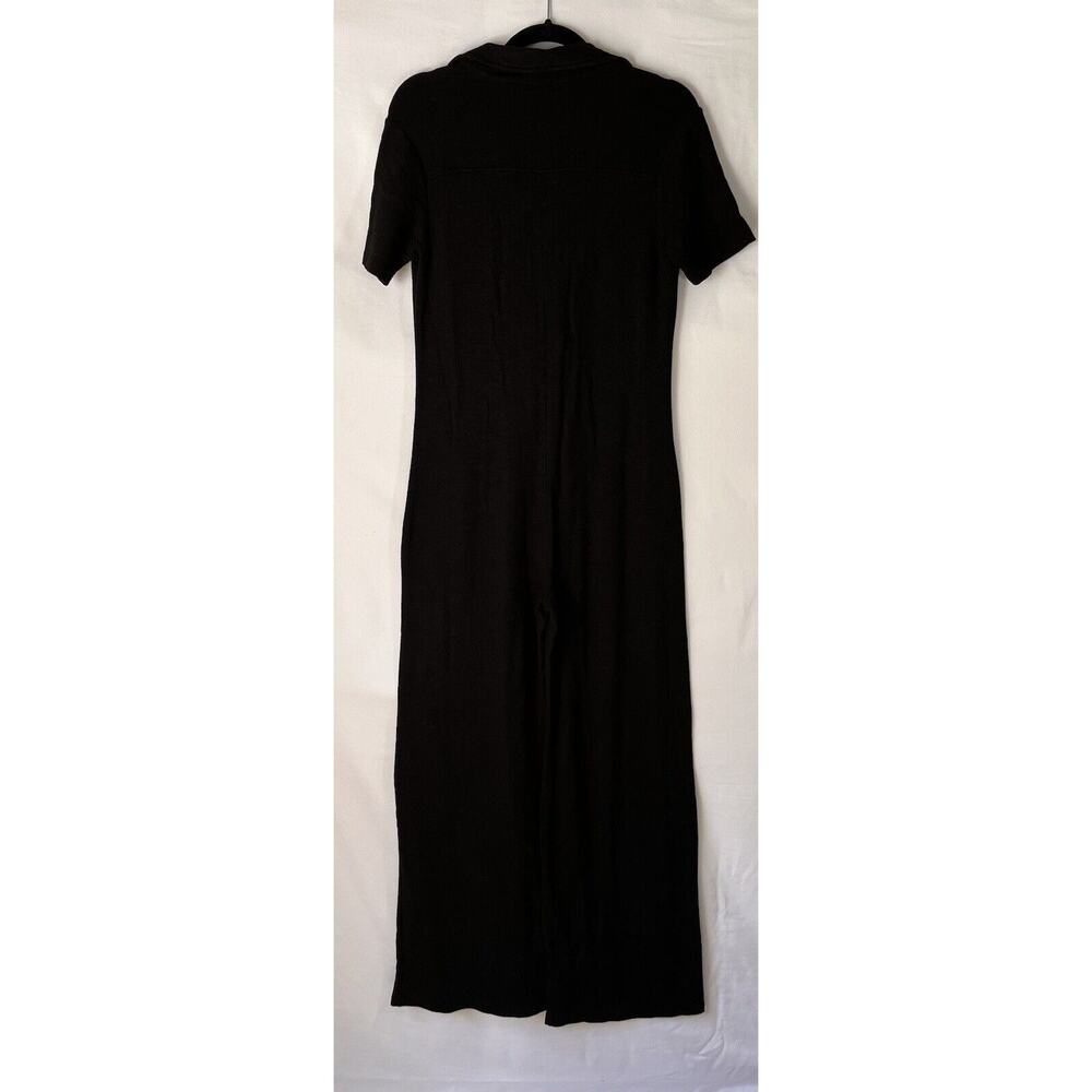 MWT MONROW Black Supersoft Short Sleeve Polo Jumpsuit Sz unknown see measurement - Picture 2 of 7